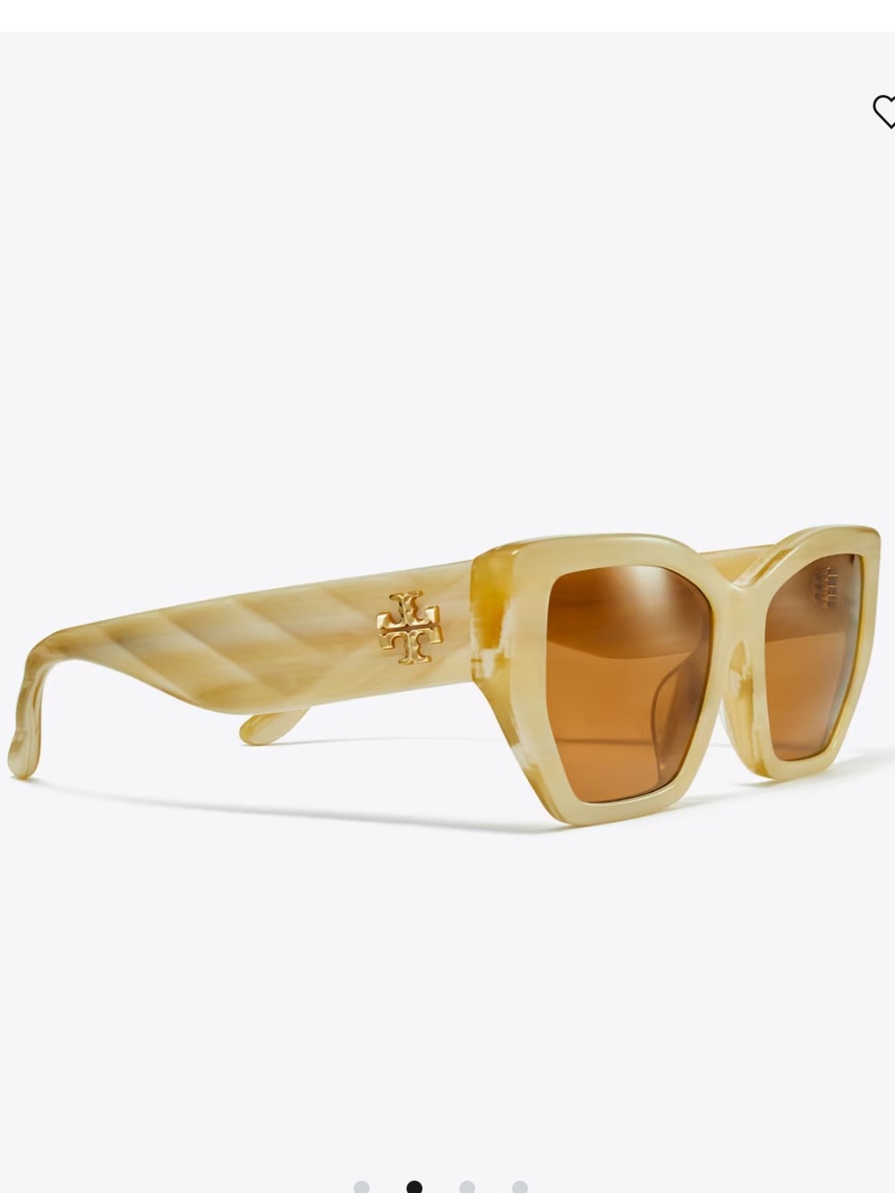 Tory Burch Kira Oversized Geometric Sunglasses in Ivory Horn/Solid Brown